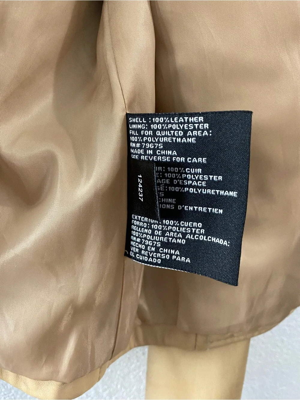 New Michael Kors 100% Leather Moto Jacket Medium Camel Brown Flawed